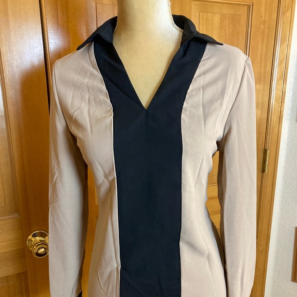 Two Tone Collared Blouse - Picture 2 of 15